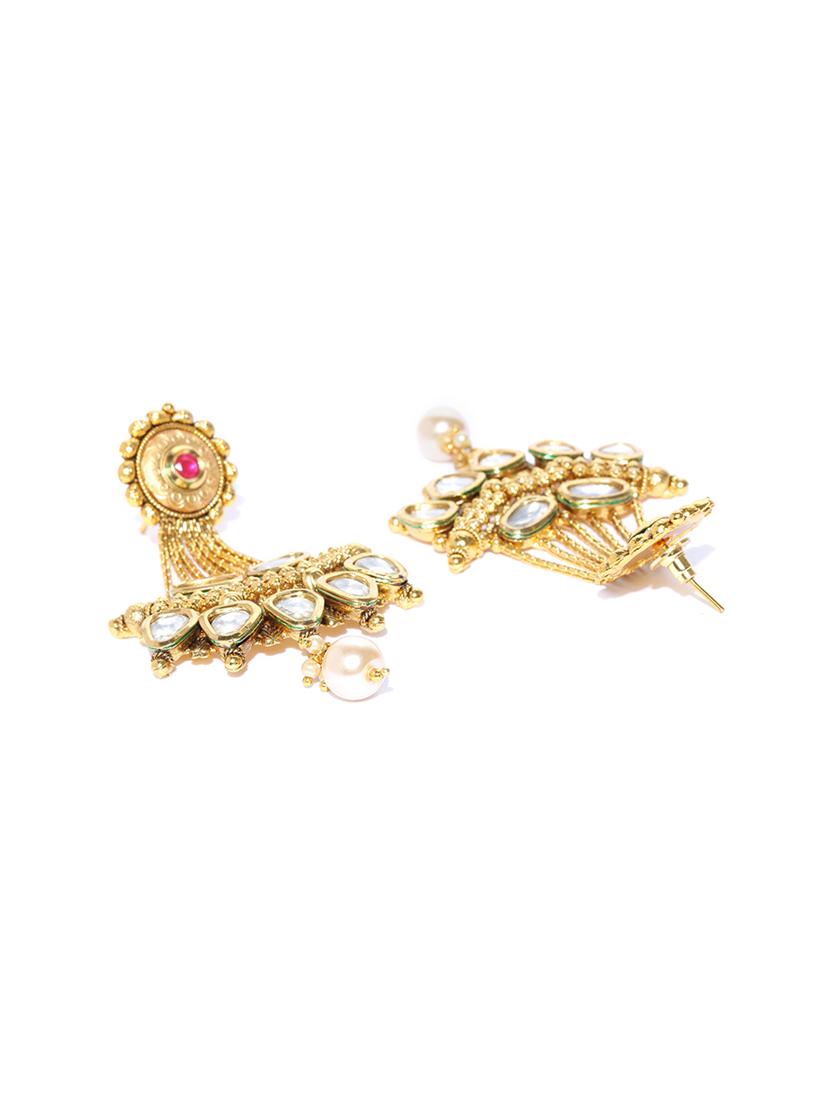 pink brass drop earring - 16889053 - Zoom Image - 2