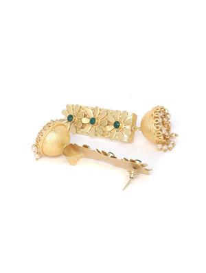green metal jhumka earring - 16889066 - Standard Image - 2