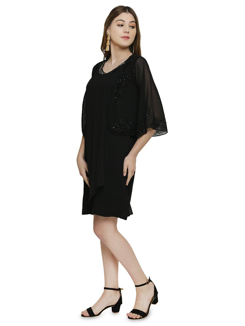 embellished detail solid a-line dress - 16889226 - Zoom Image - 2