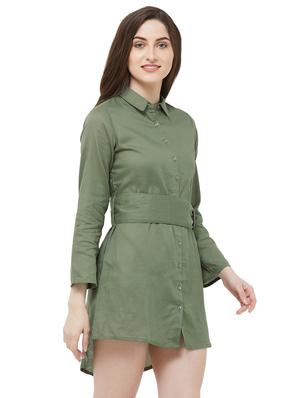 button-up belted high-low dress - 16889259 - Standard Image - 2
