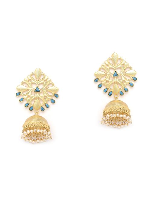 blue metal jhumka earring - 16890196 - Standard Image - 1