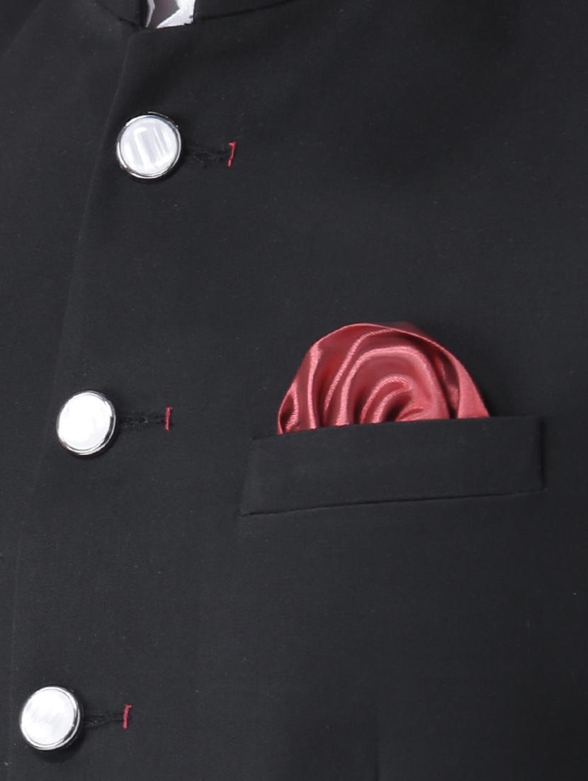 black solid bandhgala blazer - 16891121 - Zoom Image - 5