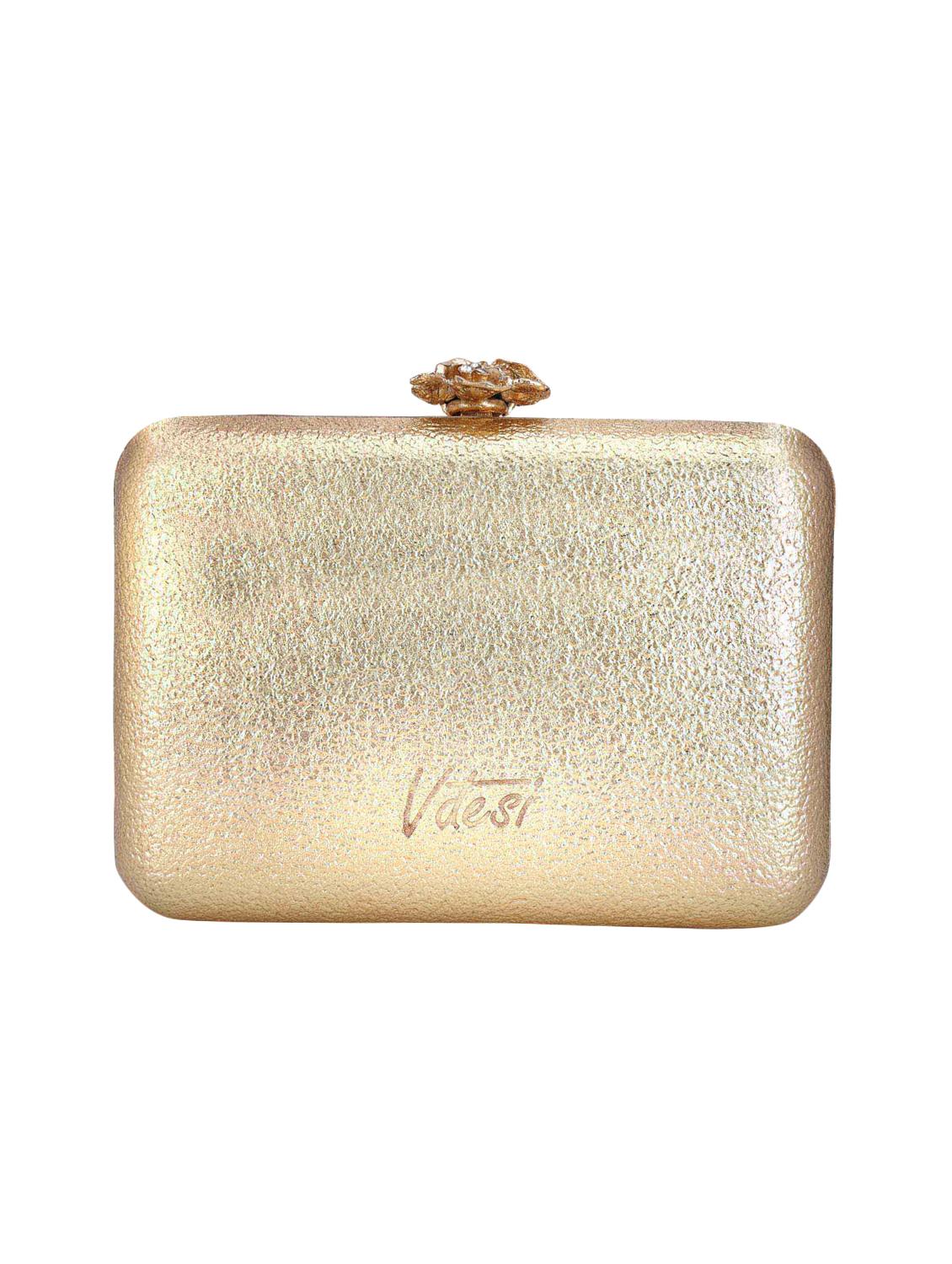 gold leatherette (pu) box clutch - 16891514 - Zoom Image - 2