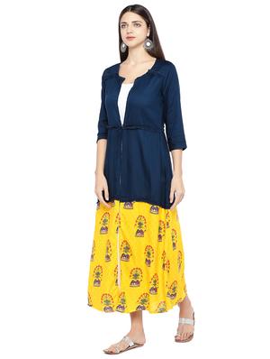 blue viscose aline kurta - 16893428 - Standard Image - 2