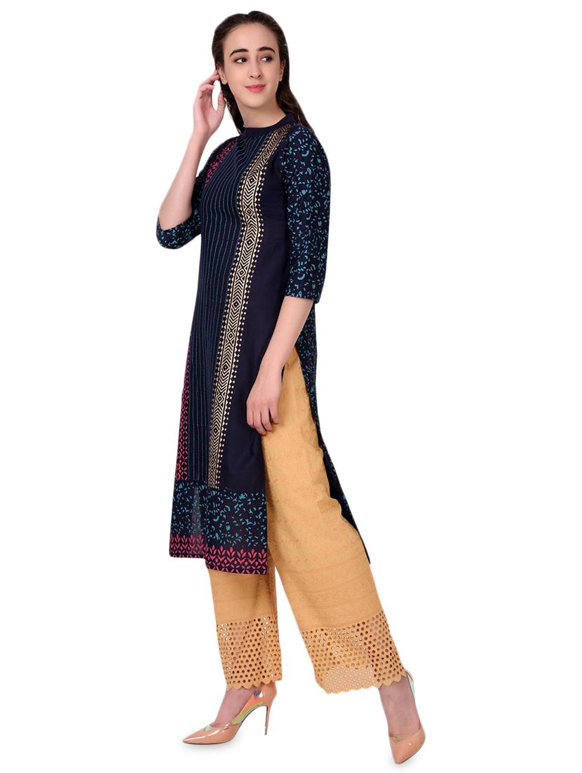 striped straight kurta - 16895190 - Zoom Image - 2