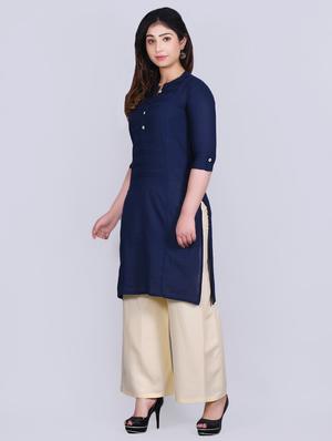 solid kurta palazzo set - 16896802 - Standard Image - 2