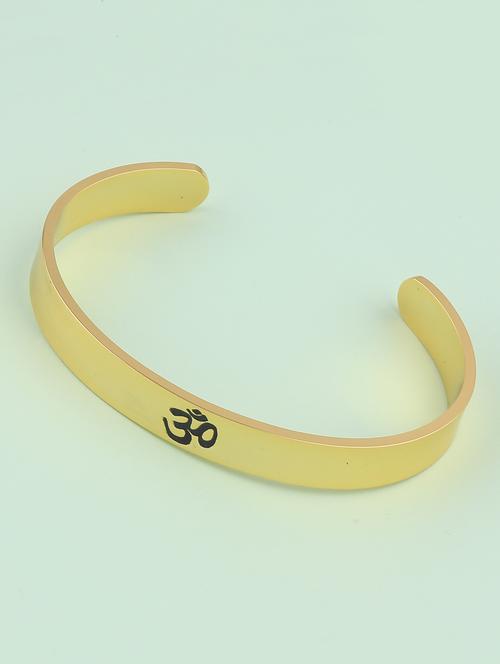silver shine gold plated adjustable om design kada for men metal alloy bracelet - 16902485 - Very Small Image - 1