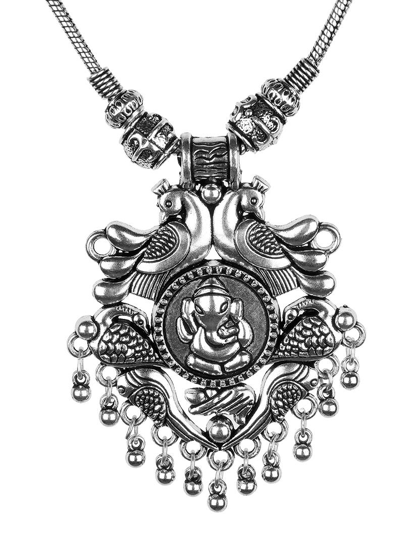 silver oxidized tribal necklace - 16902528 - Zoom Image - 2