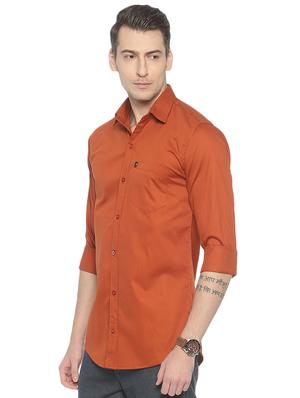 orange solid casual shirt - 16903357 - Standard Image - 2