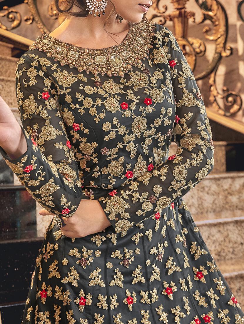embroidered semi-stitched suit - 16904810 - Zoom Image - 2