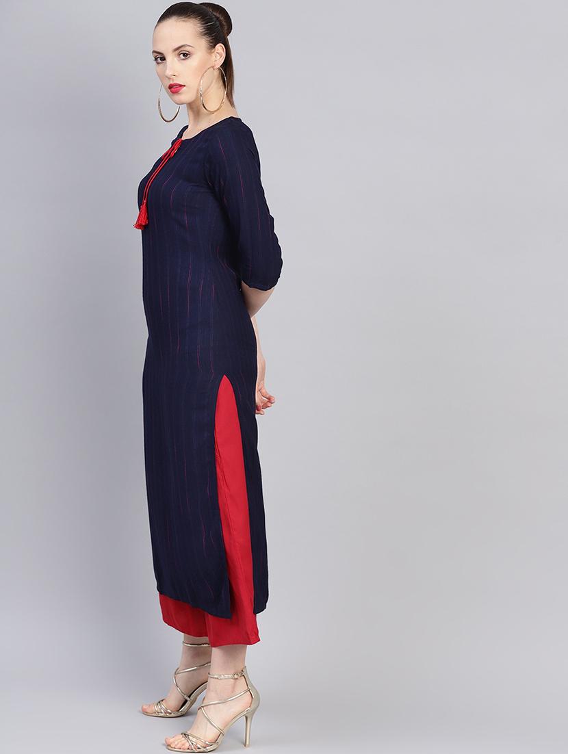 solid straight kurta - 16906844 - Zoom Image - 2