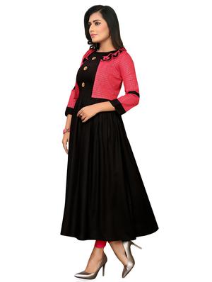 solid flared kurta with jacket - 16908942 - Standard Image - 2