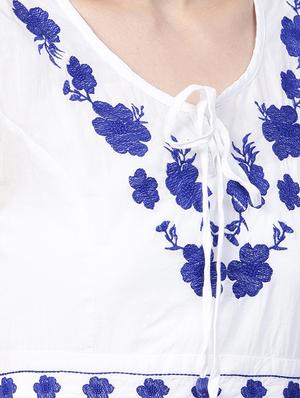 tie up neck embroidered fit & flare dress - 16909816 - Standard Image - 5