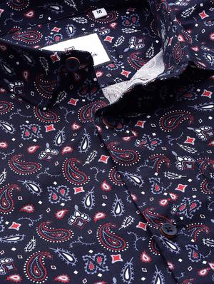 navy blue printed casual shirt - 16912403 - Standard Image - 5