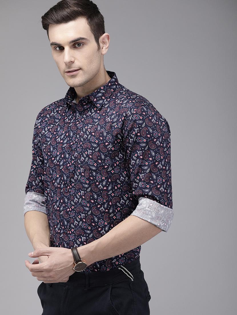 navy blue printed casual shirt - 16912403 - Zoom Image - 2