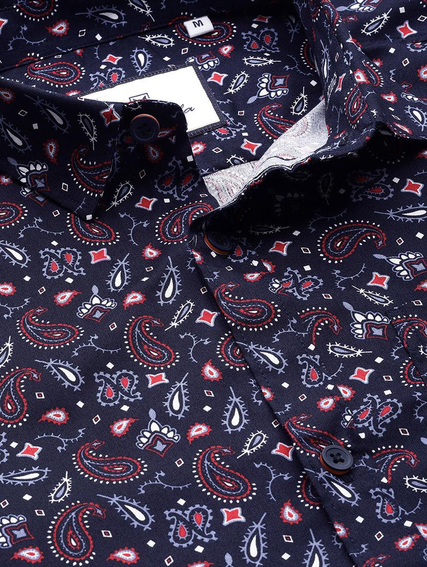 navy blue printed casual shirt - 16912403 - Zoom Image - 5