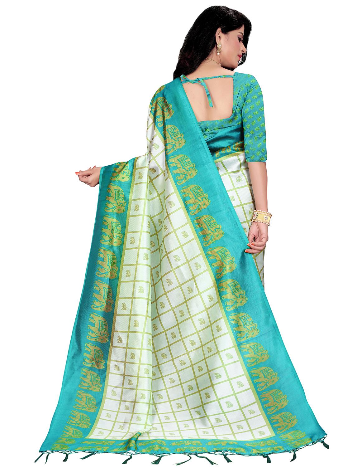 check printed saree with blouse - 16913782 - Zoom Image - 2