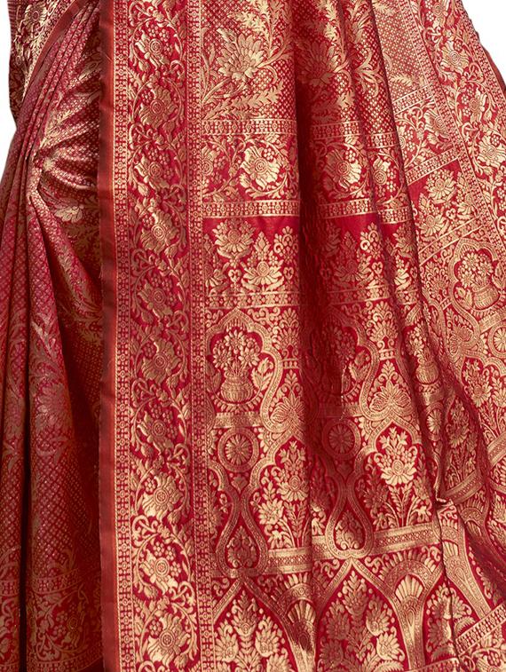 floral woven saree with blouse - 16914588 - Zoom Image - 2
