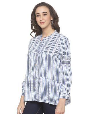 button up mandarin neck top - 16915605 - Standard Image - 2