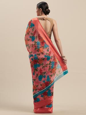 floral woven saree with blouse - 16915944 - Standard Image - 2