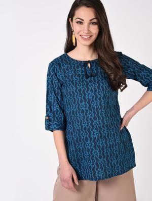 indigo straight kurti - 16919561 - Standard Image - 2