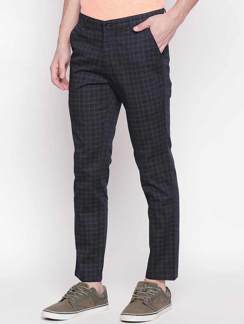 navy blue checkered chinos - 16920605 - Zoom Image - 2