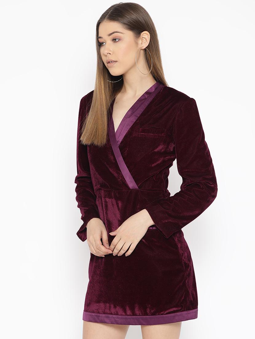 overlap neck slit pocket sheath dress - 16921440 - Zoom Image - 2