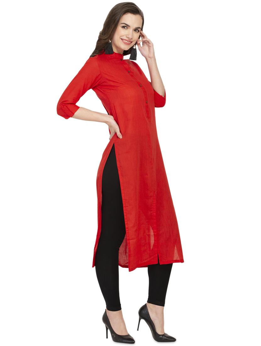 solid straight kurta - 16923472 - Zoom Image - 2