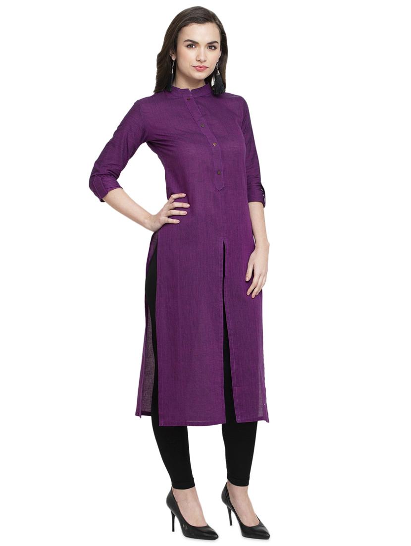 solid straight kurta - 16923473 - Zoom Image - 2