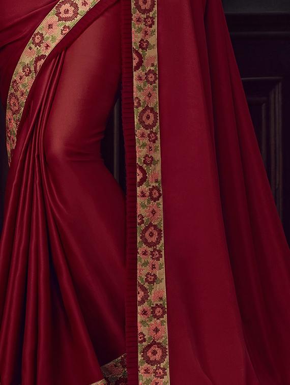 bordered embroidered saree with blouse - 16923691 - Zoom Image - 2