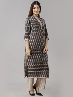 multi colored cotton kurta palazzo set - 16924076 - Standard Image - 2