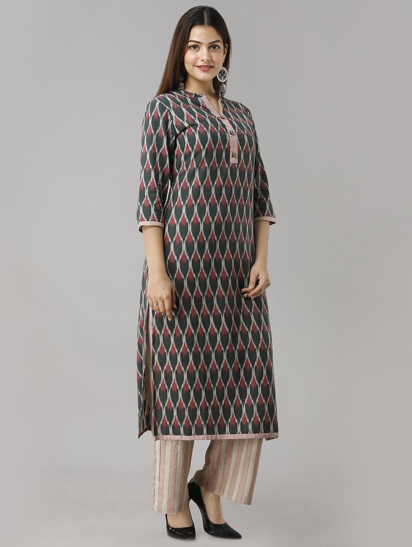 multi colored cotton kurta palazzo set - 16924076 - Zoom Image - 2