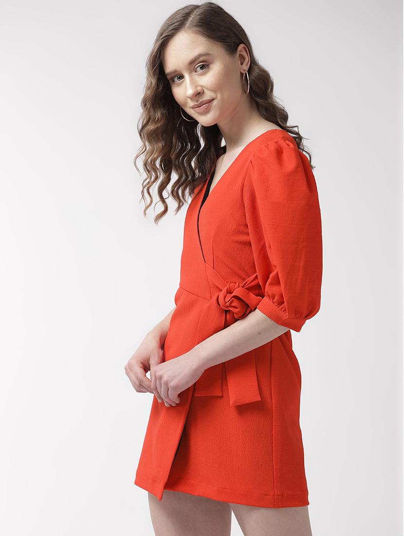 puff sleeves wrap dress - 16925839 - Zoom Image - 2