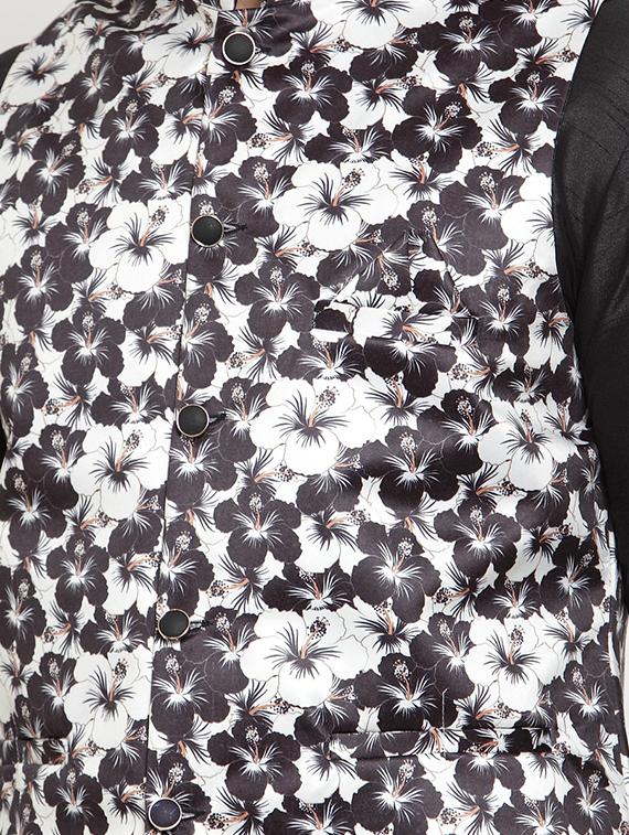 black printed silk nehru jacket - 16927422 - Zoom Image - 5