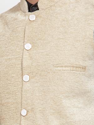 beige solid silk nehru jacket - 16927425 - Standard Image - 5