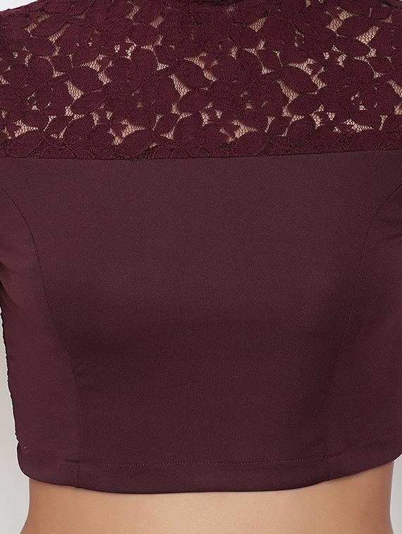 net yoke solid blouse - 16928134 - Zoom Image - 5