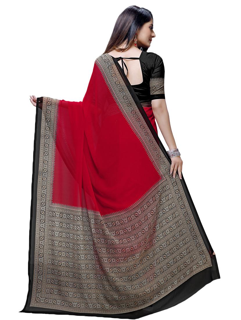 solid bordered saree with blouse - 16928878 - Zoom Image - 2