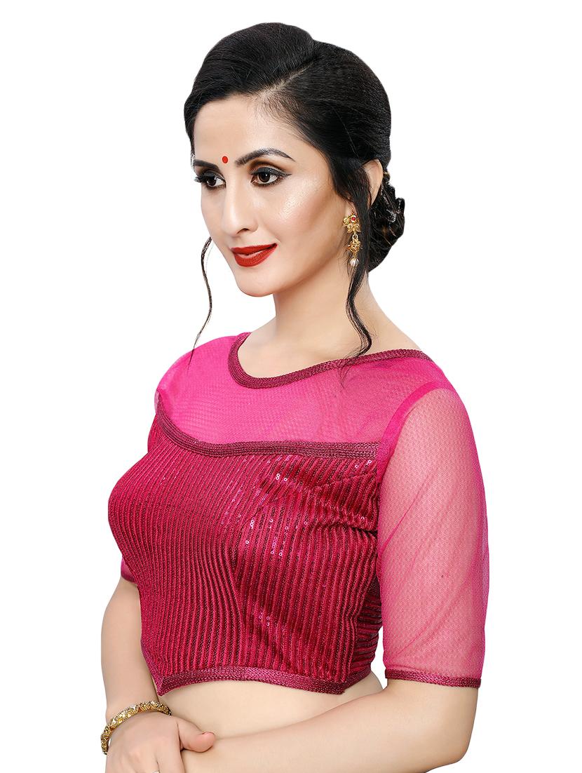 net yoke embroidered blouse - 16933954 - Zoom Image - 2