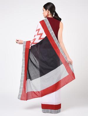 printed woven saree with blouse - 16935013 - Standard Image - 2