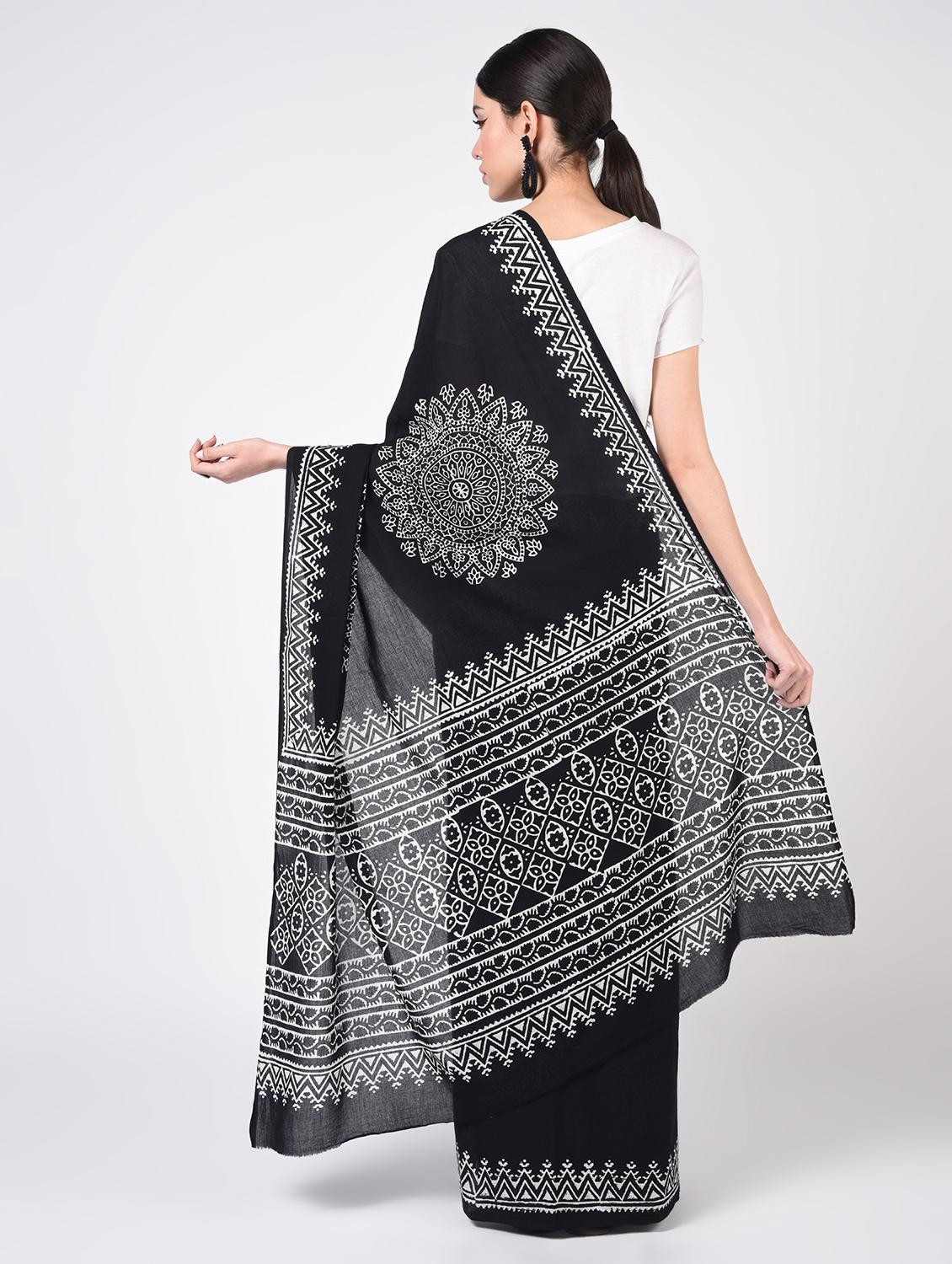 printed woven saree with blouse - 16935018 - Zoom Image - 2