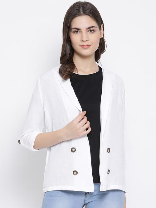 lapel neck button detail blazer - 16936462 - Standard Image - 1