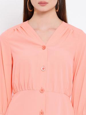 gather detail button up a-line dress - 16936469 - Standard Image - 5