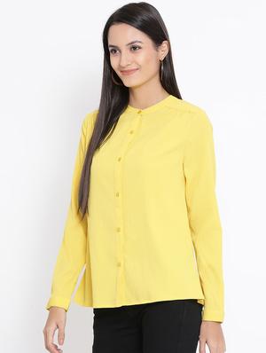 mandarin neck solid shirt - 16936603 - Standard Image - 2