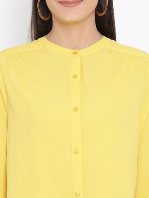 mandarin neck solid shirt - 16936603 - Standard Image - 5