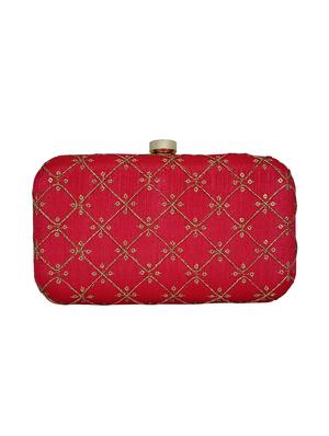 red faux silk box clutch - 16939267 - Standard Image - 2