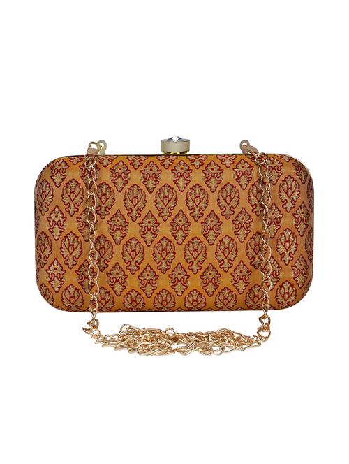 orange faux silk box clutch - 16939279 - Standard Image - 1