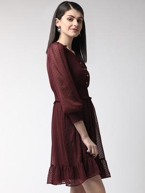 smocked waist dobby flared dress - 16940195 - Standard Image - 2