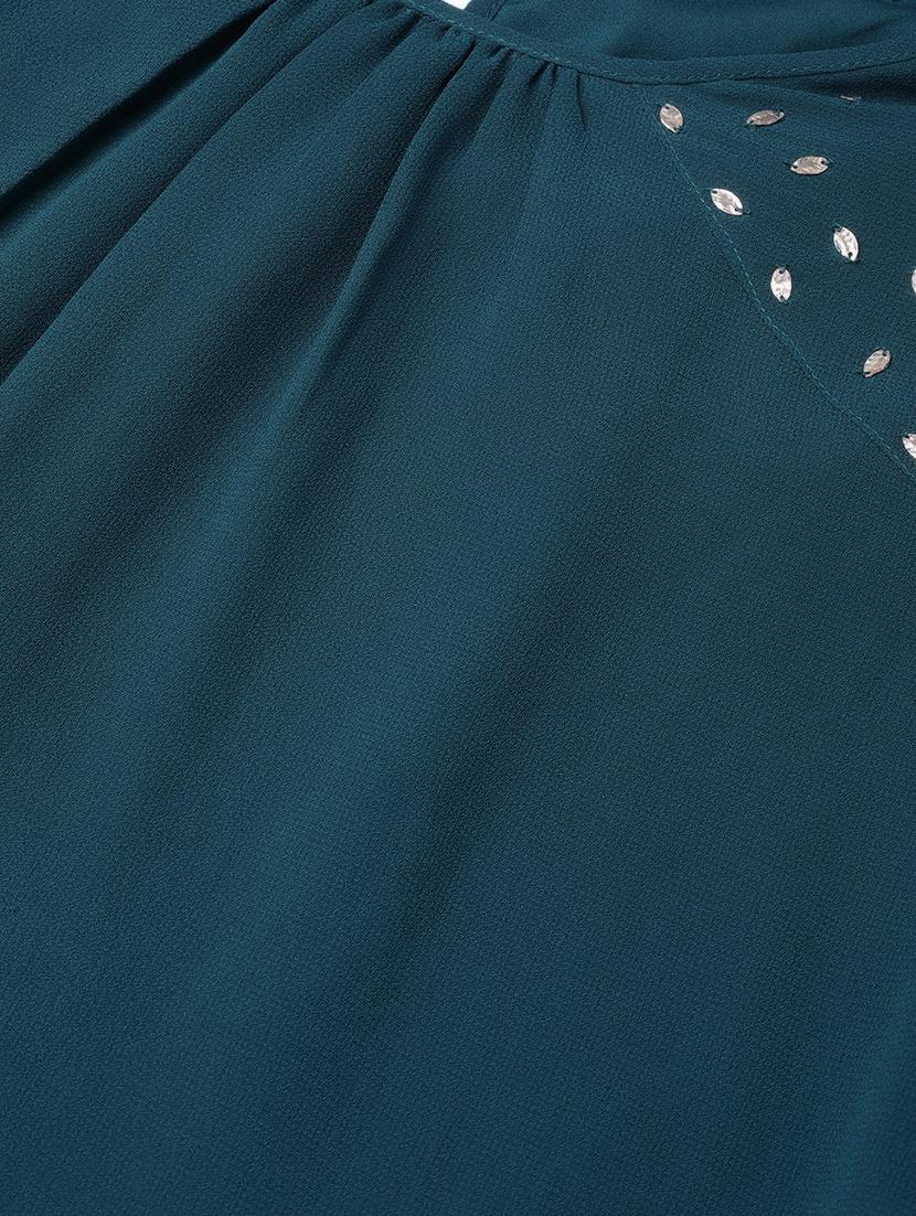 sheer sleeves embellished top - 16940227 - Zoom Image - 5