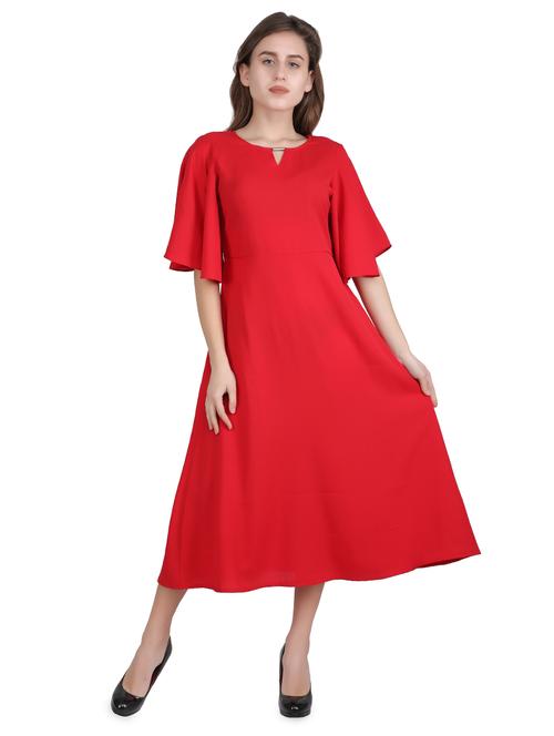 flutter sleeves a-line dress - 16940485 - Standard Image - 1