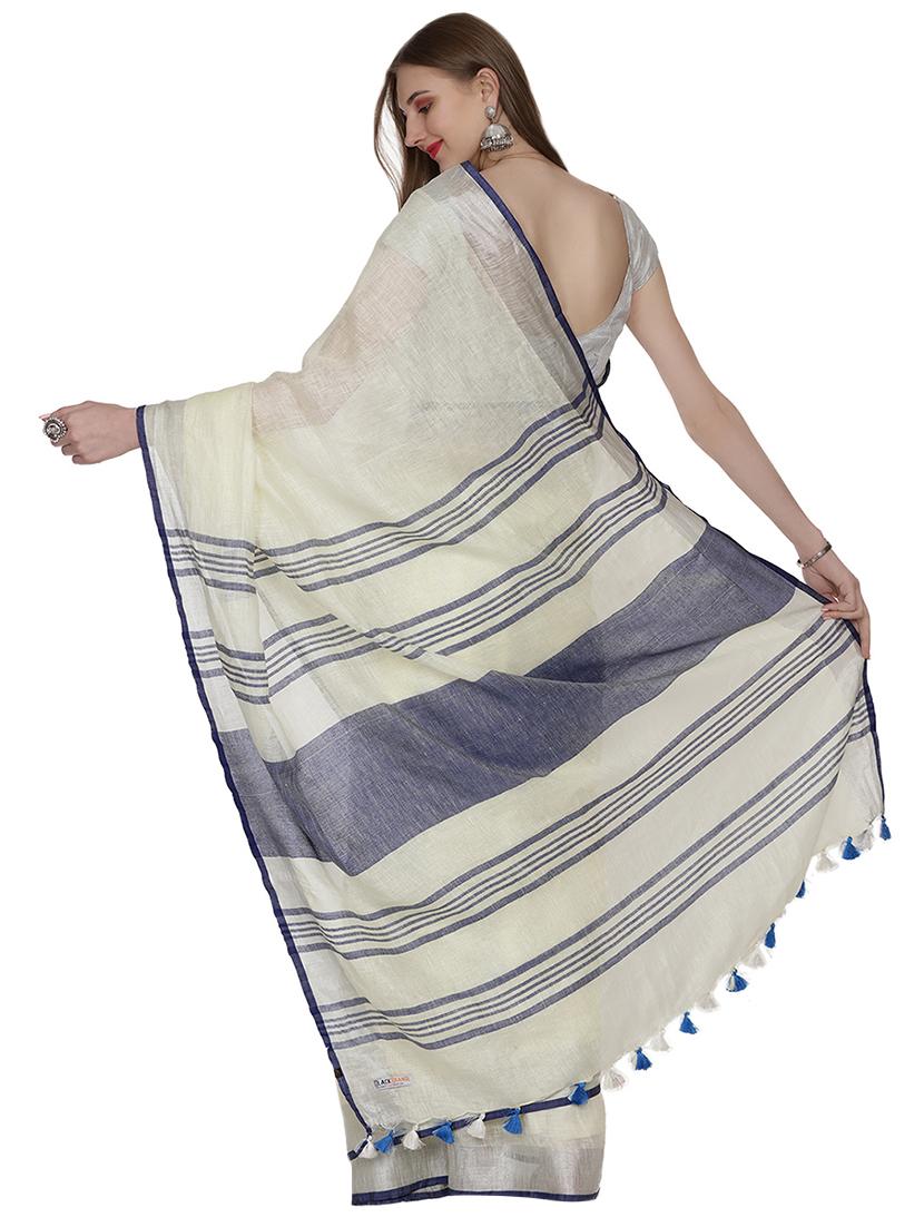 solid handloom saree with blouse - 16940680 - Zoom Image - 2